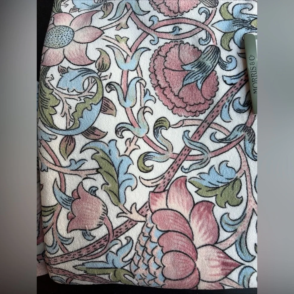 NWT Morris & Co. 4pc Pink Blue Lodden Floral Velour Bath & Hand Towel Set